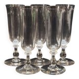 5 Anciennes Flûtes À Champagne En Cristal Baccarat ? Saint Louis ?