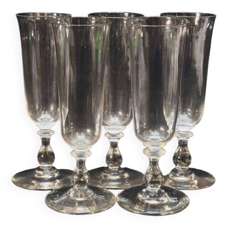 5 Old Baccarat Crystal Champagne Flutes? Saint Louis ?