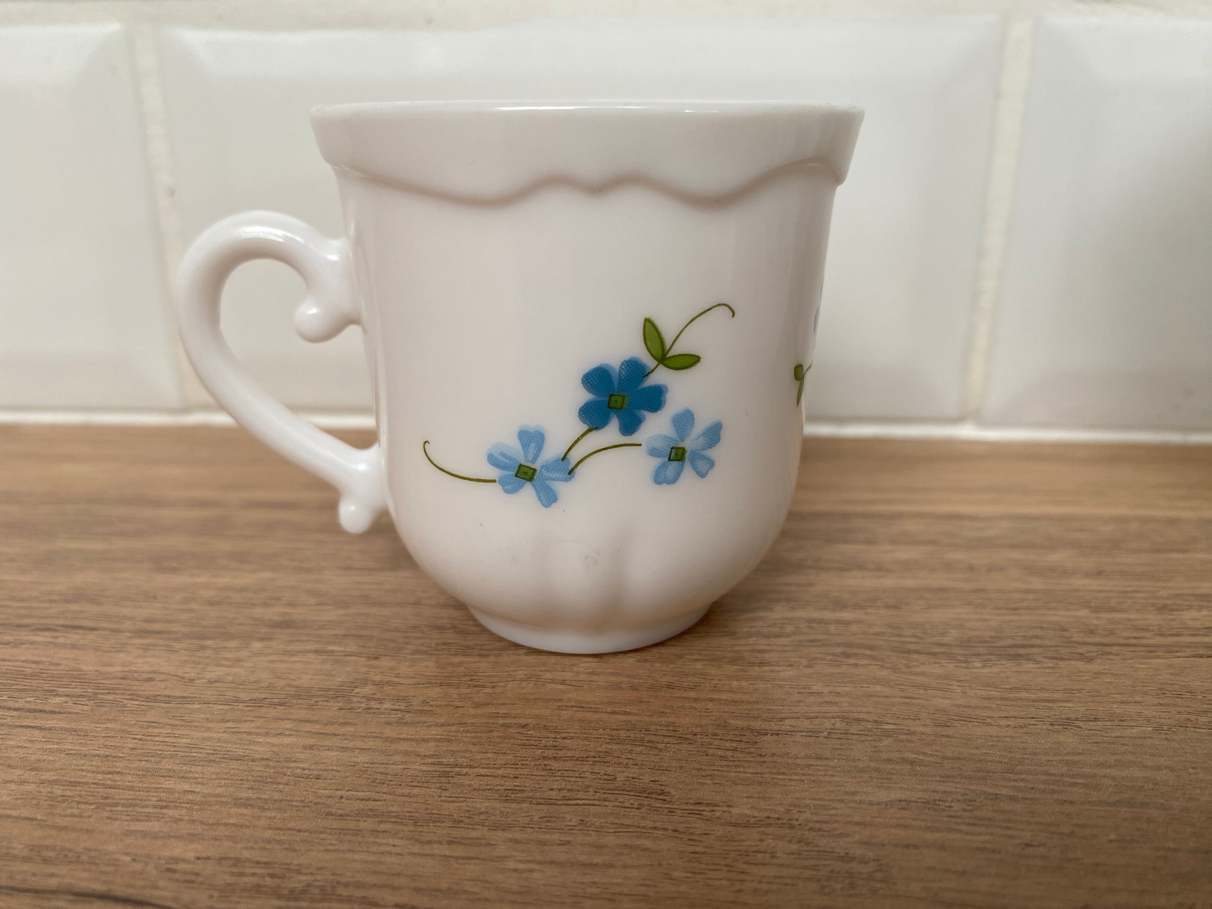 Service à Café Vintage Arcopal Myosotis Veronica - 6 Tasses - Motif Fleurs Bleues