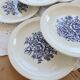 6 vintage porcelain dessert plates – Blue floral bouquet design