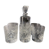 6 verres à whisky et 1 carafe en cristal