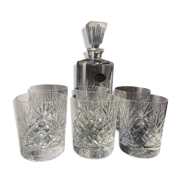 6 verres à whisky et 1 carafe en cristal