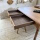 Grande table de ferme XL chêne « carrée » conférence 1950