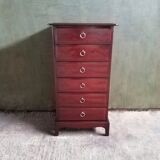 Midcentury 1970s stag minstrel six drawer narrow chest of drawers tallboy by John and Sylvia Reid