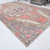 4x7 Pale Orange & Beige Oriental Wool Turkish Vintage Rug, 127x210Cm SK 6787