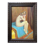 Vintage Female Nude Portrait Painting