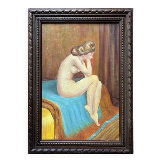 Vintage Female Nude Portrait Painting