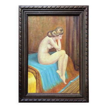 Vintage Female Nude Portrait Painting