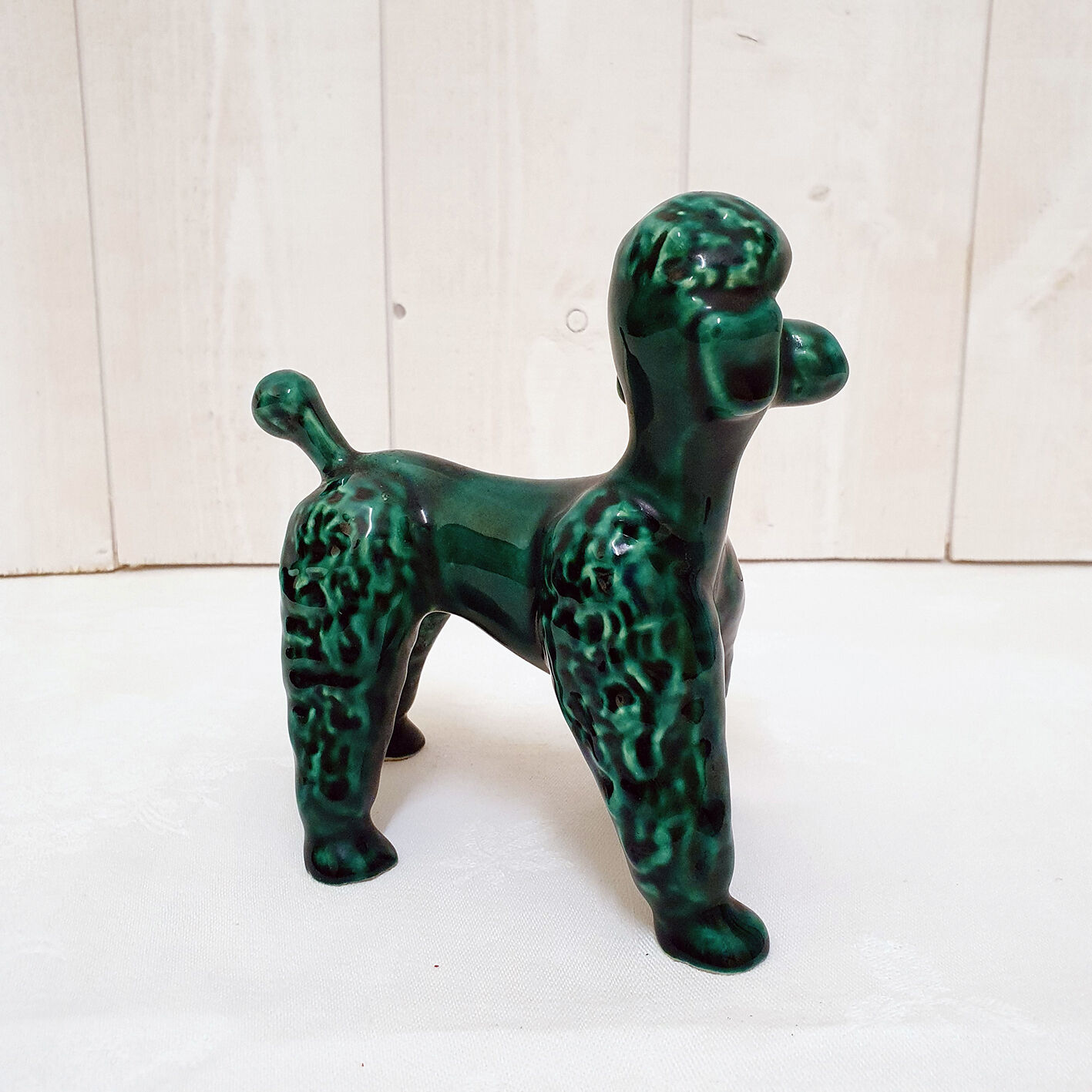 Green Art Deco ceramic poodle