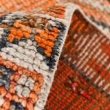 3x11 Orange and Beige Long Wide Runner, Handwoven Wool Runner, 92x336Cm