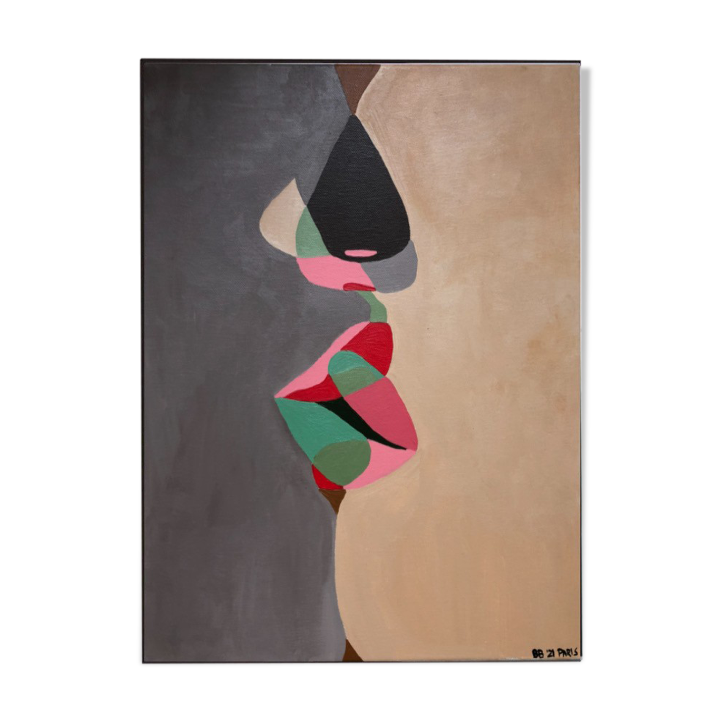 Large romantic painting The kiss 100x80cm