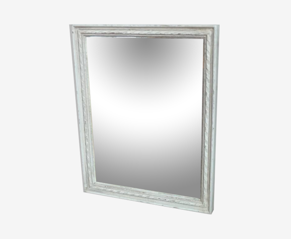 Ancien miroir cadre bois patiné