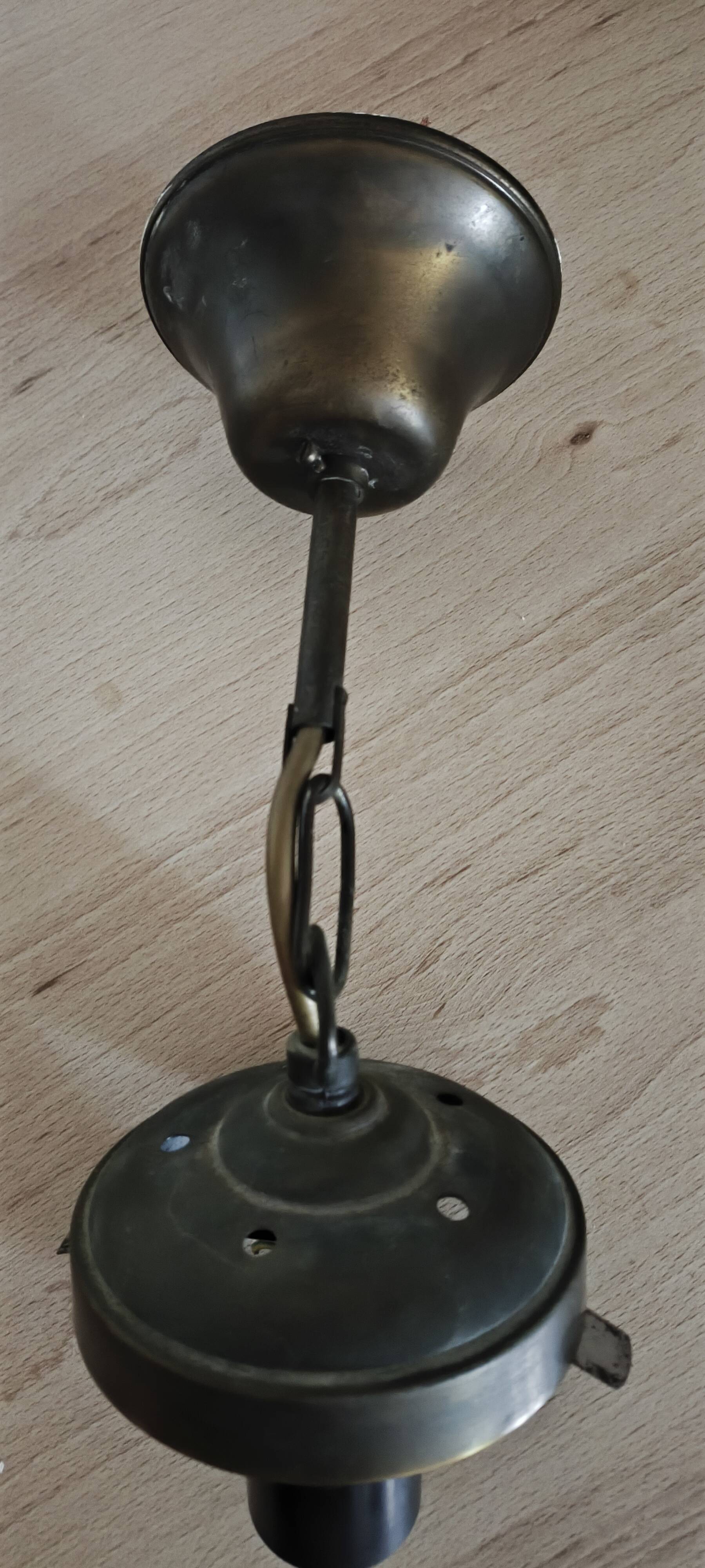 Vintage Amber Glass Suspension Globe with Floral Engravings 70s Retro Chic Style