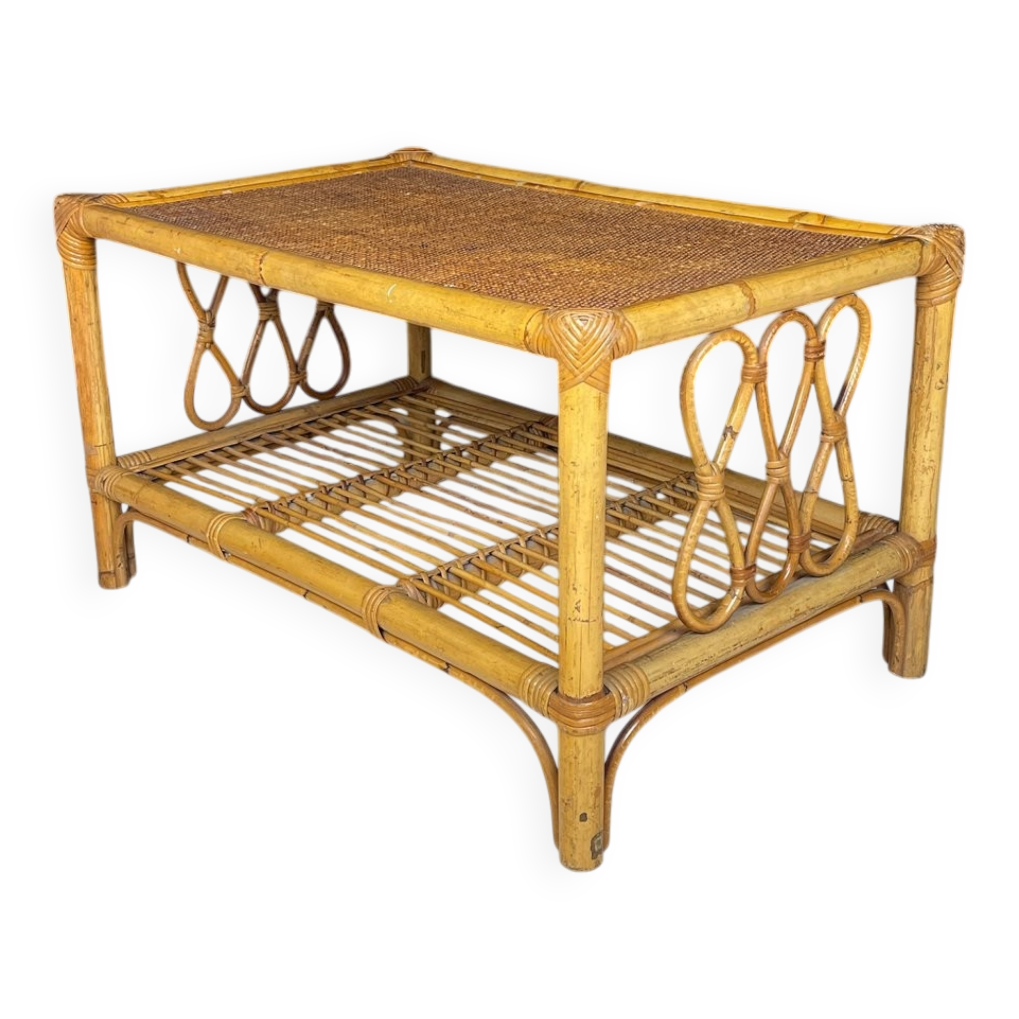 Vintage bamboo coffee table, Italy, 1970s
