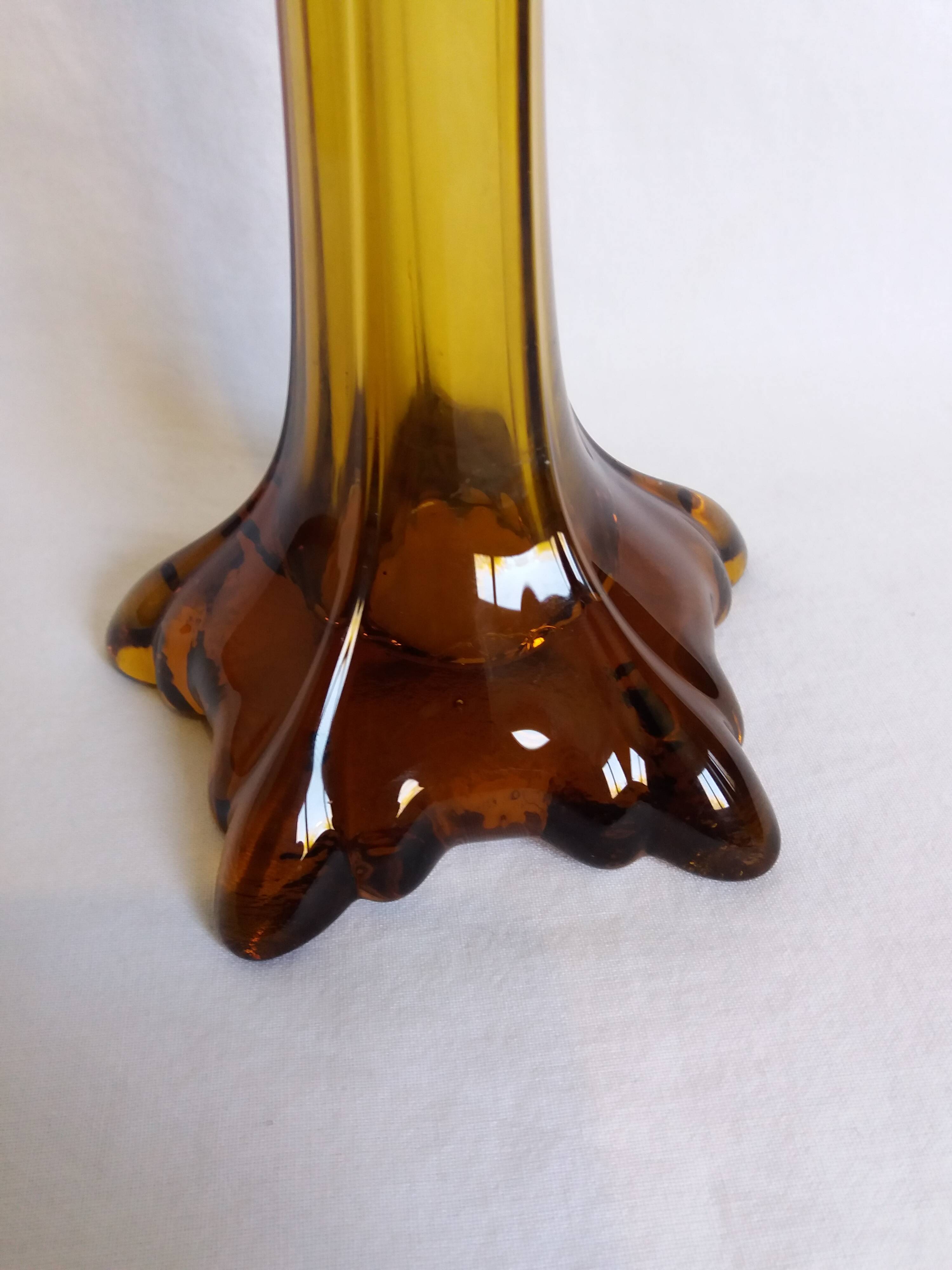 Murano style amber glass soliflore vase
