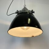 Dark grey explosion proof lamp with black enameled shade, 1970s