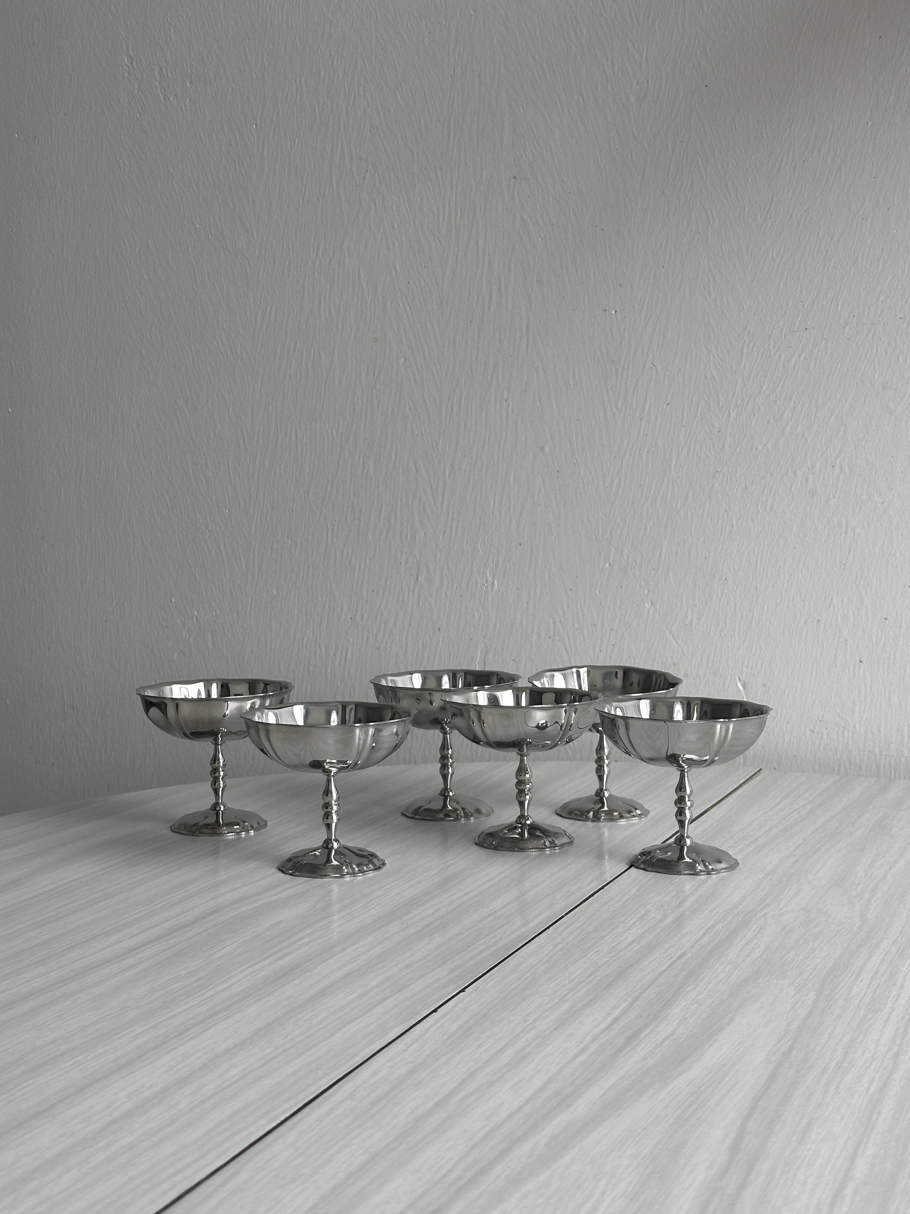 6 stainless steel footed bowls, Letang Remy style