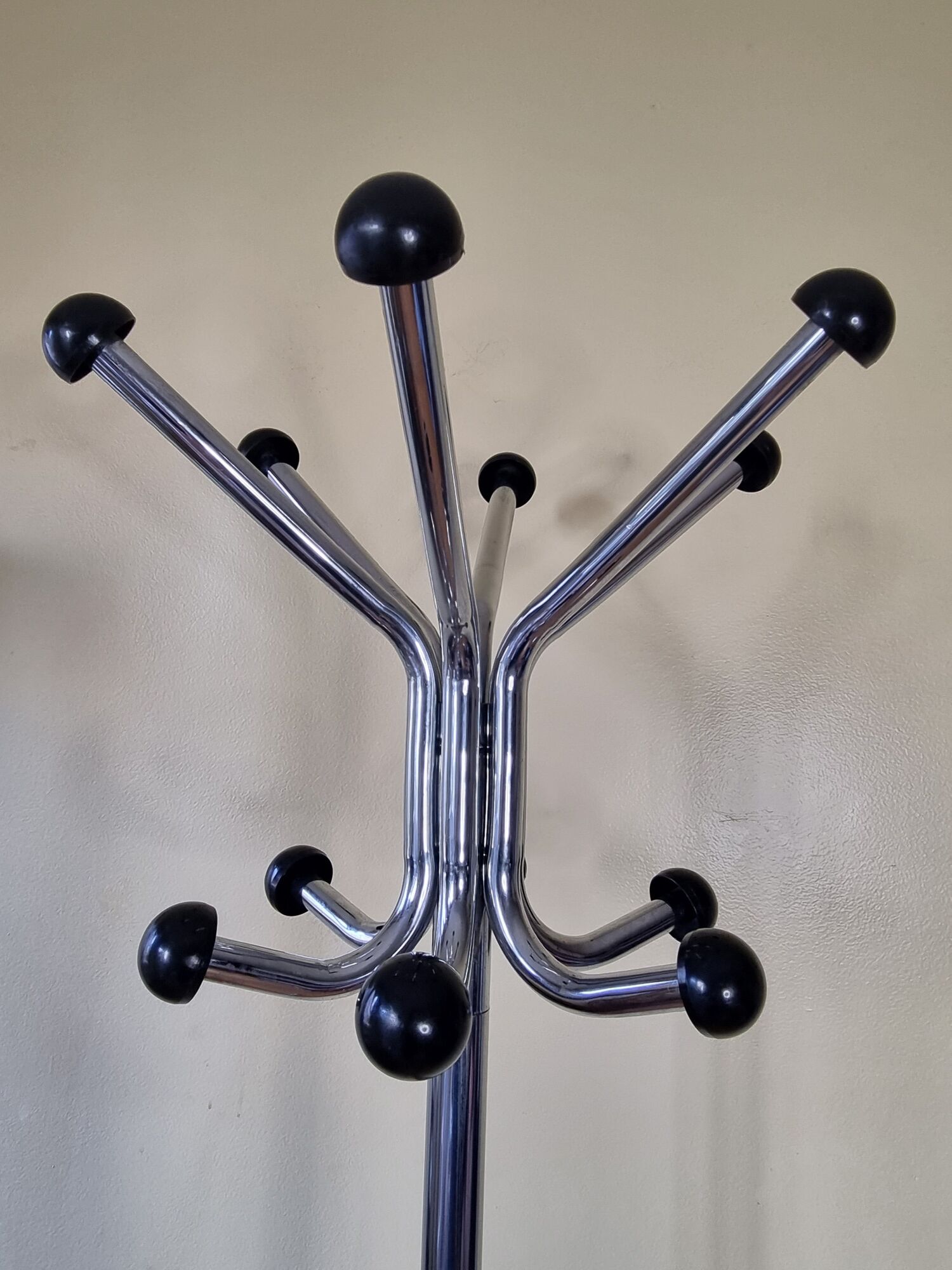 Vintage chrome metal coat rack, 70s-80s