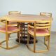 Exceptional fruitwood dining table set in art deco style, 1980s