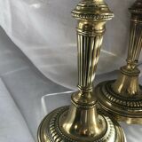 Pair of candlesticks in bronze and brass 18th century Louis XVI era