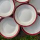 9 dessert plates Sarreguemines Digoin Regence gold and red