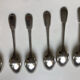 6 small silver metal spoons
