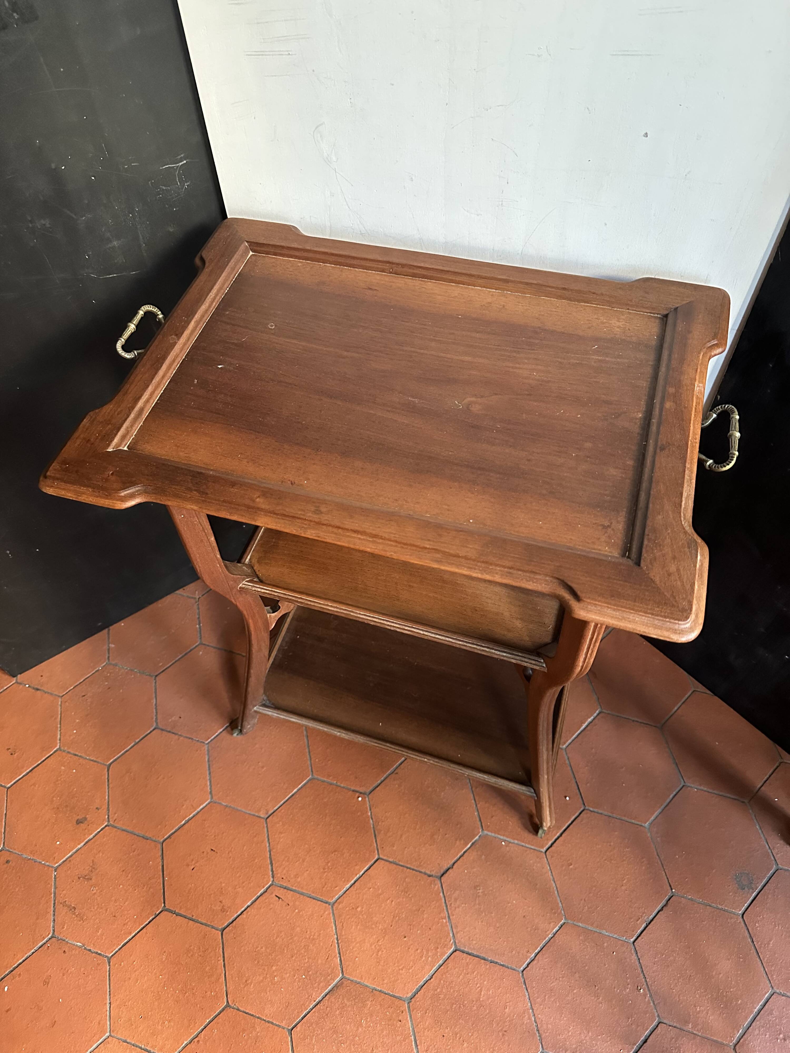 Walnut wheeled dessert trolley, circa 1900