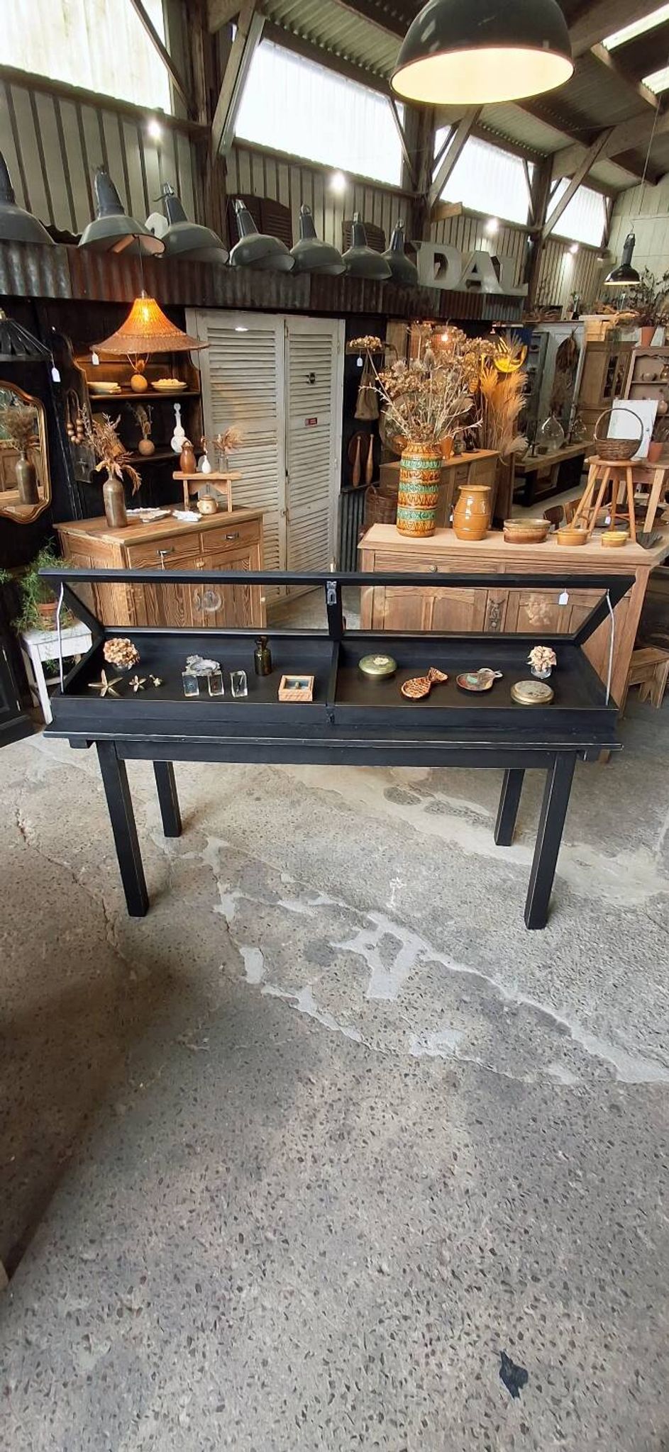 Antique display cabinet on legs