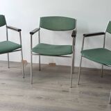 Set of 3 vintage green armchairs by Gijs Van Der Sluis