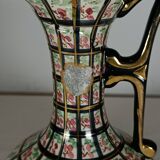 Aiguière ancienne en faïence décor floral – XIXe siècle