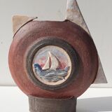 Ceramic vase decor boat signed