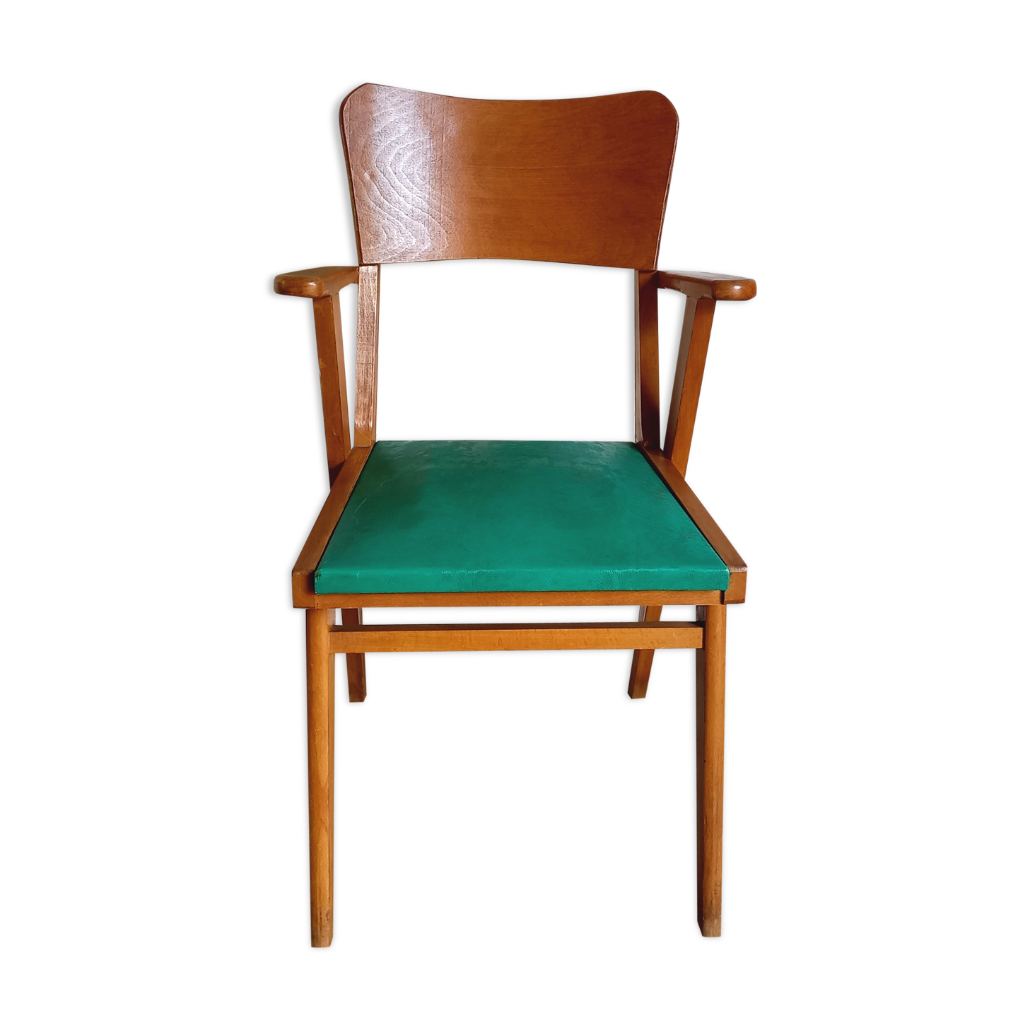 Vintage armchair in skai and wood 60s