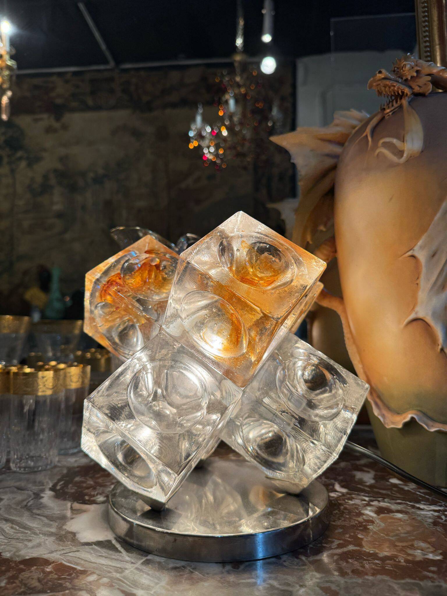 Stella glass cubes lamp by poliarte verona desing albino poli "197