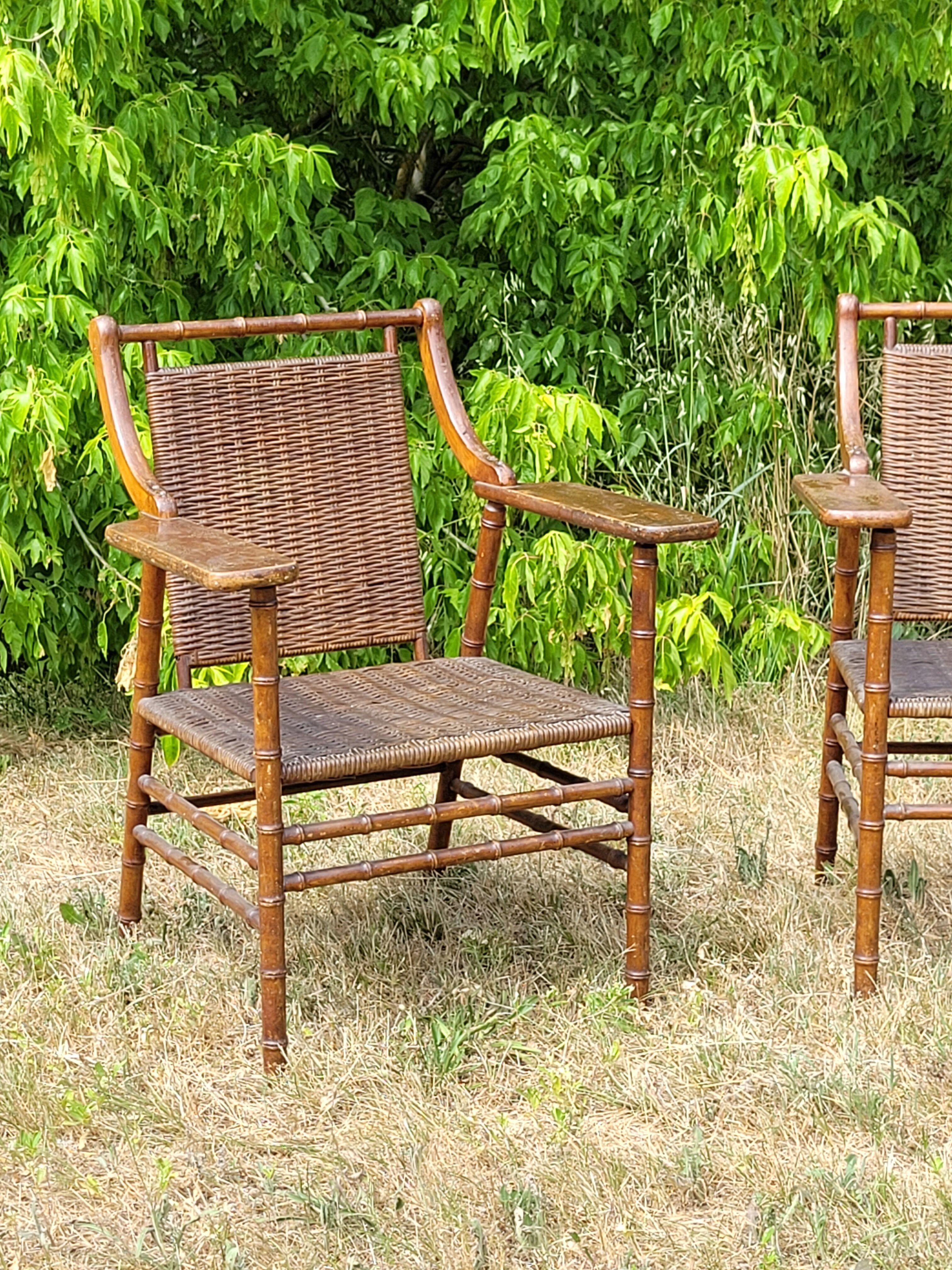 2 vintage rattan armchairs