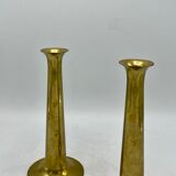 Paire de bougeoirs scandinaves en laiton, Danemark 1960's