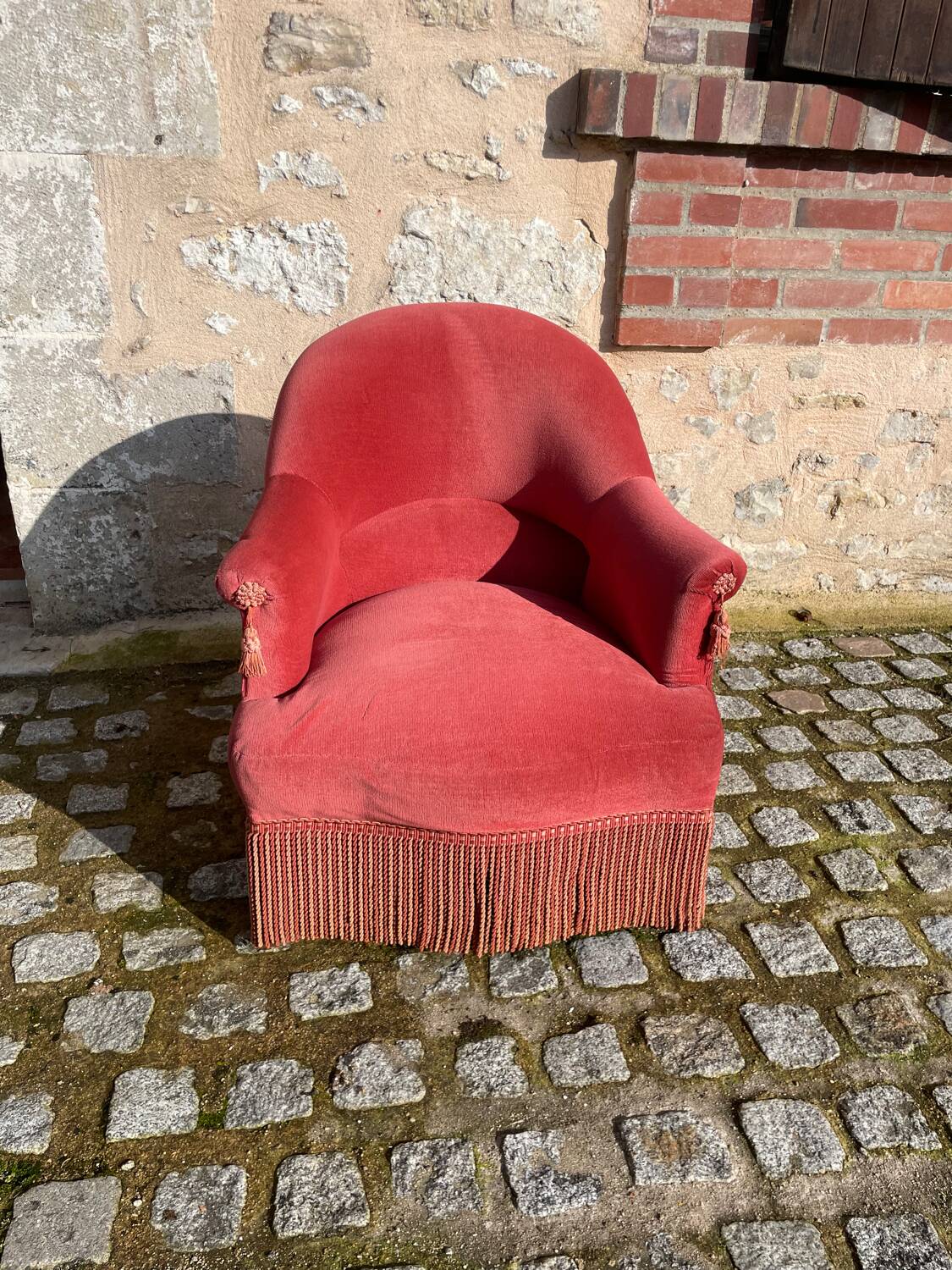 Fauteuil crapaud velours rose