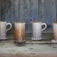 Ceramic service mug Accolay crackle effect X 4, signed tankard, art of the