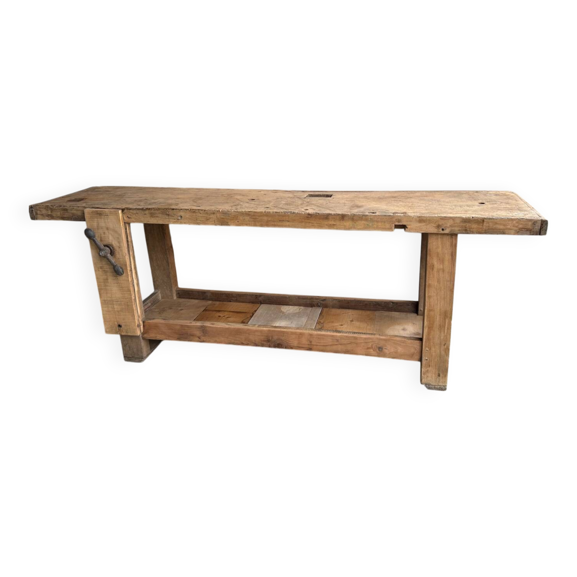 Large raw solid wood workbench