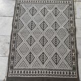 Handmade grey and white margoum carpet in natural wool