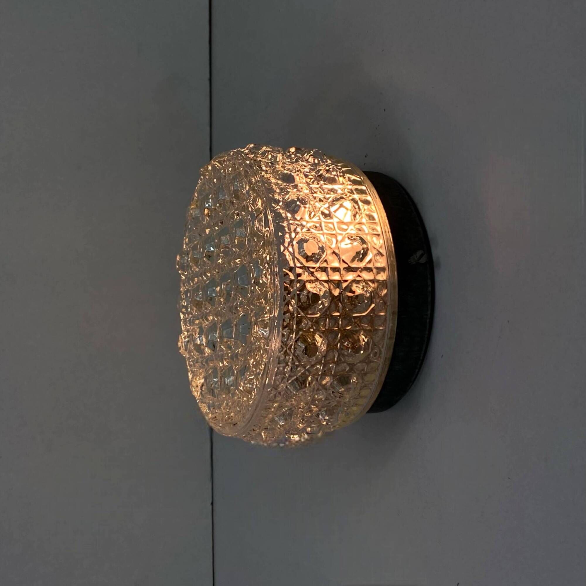 Small wall light ceiling light round minimalist glass 1970 1980 seventies eighties