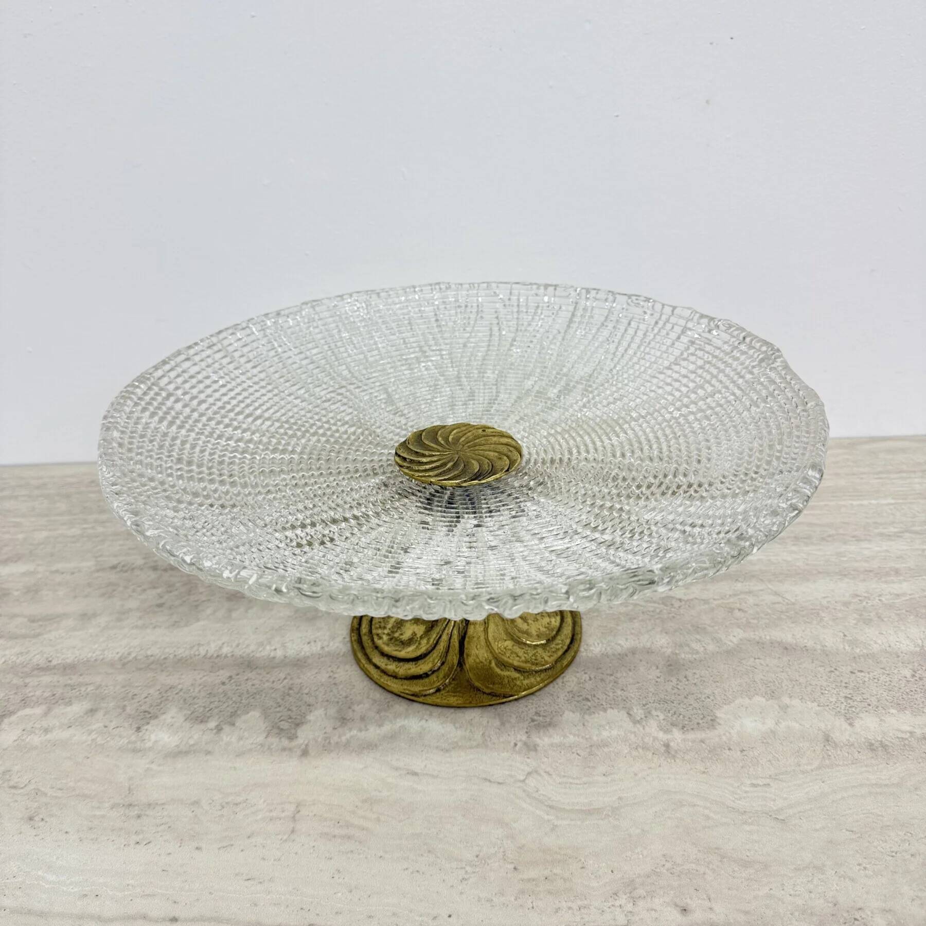 Mid-century design centrepiece crystal and brass bowl, 1960s