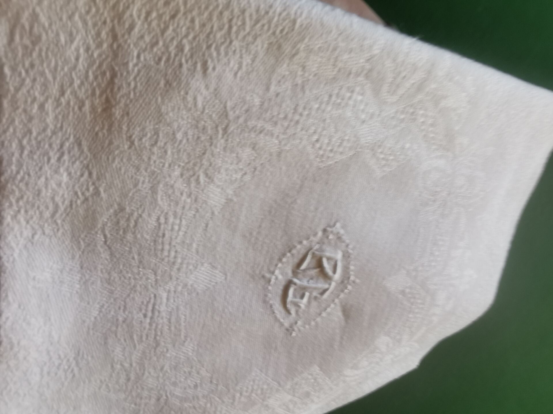10 old damask monogrammed napkins