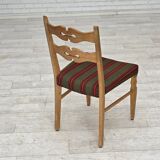 1970s, set of 2 Danish dining chairs, furniture wool, solid oak wood.