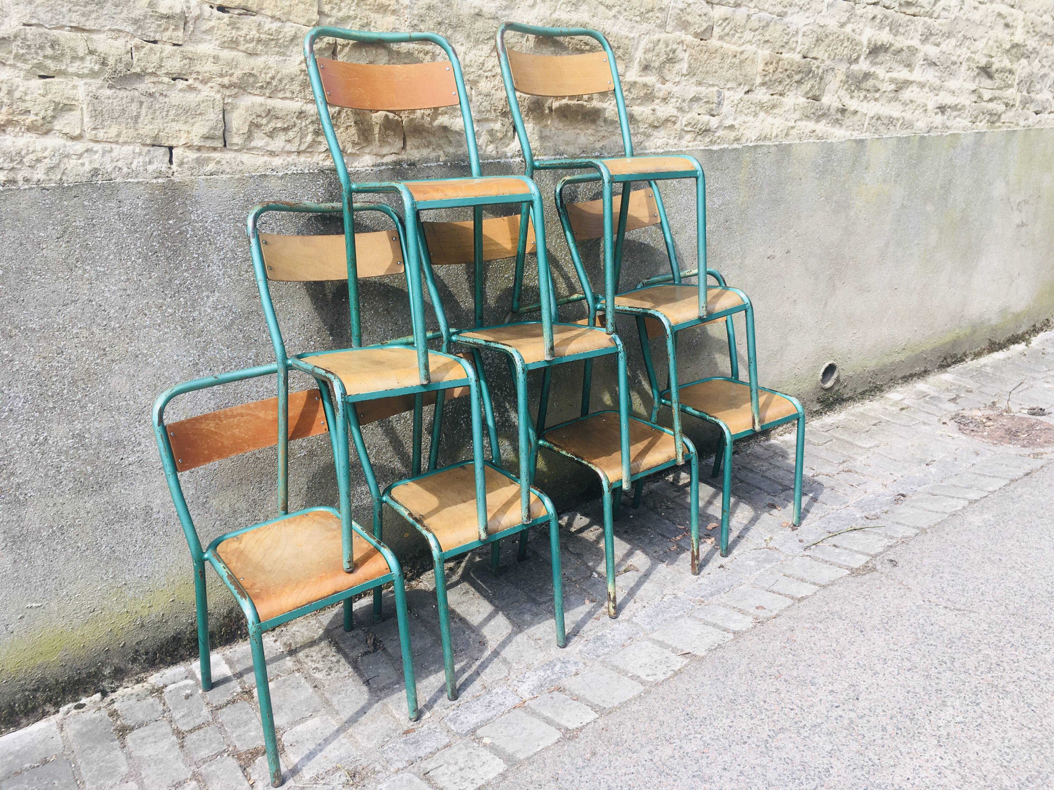 9 tolix school chairs