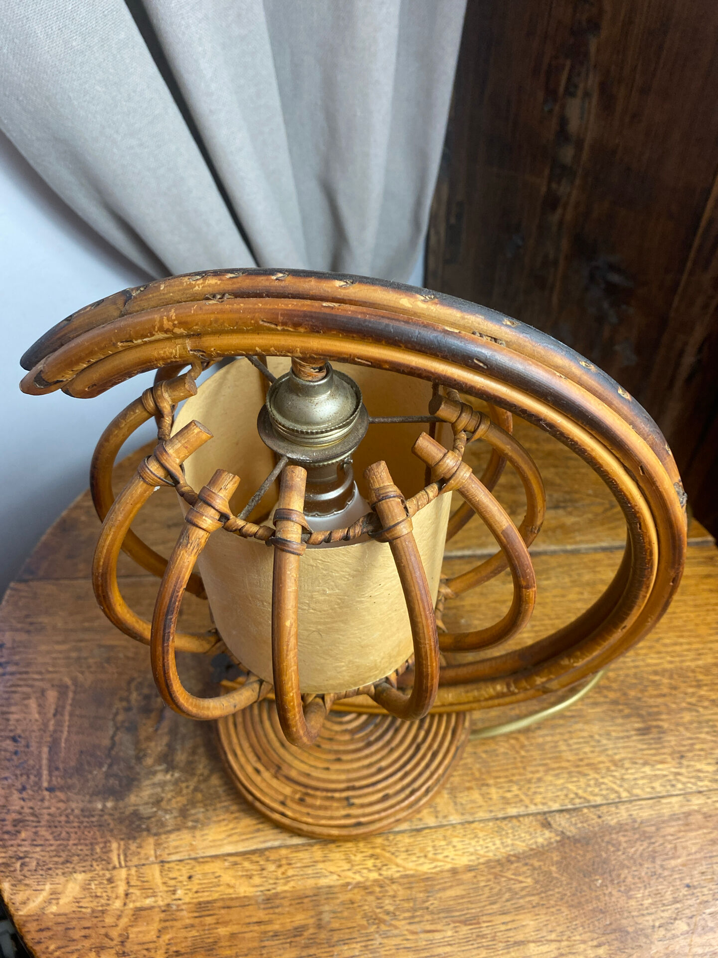 Rattan and bamboo lamp, Louis Sognot