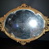 Antique mirror tray Centerpiece mainly in bronze and mercury glass