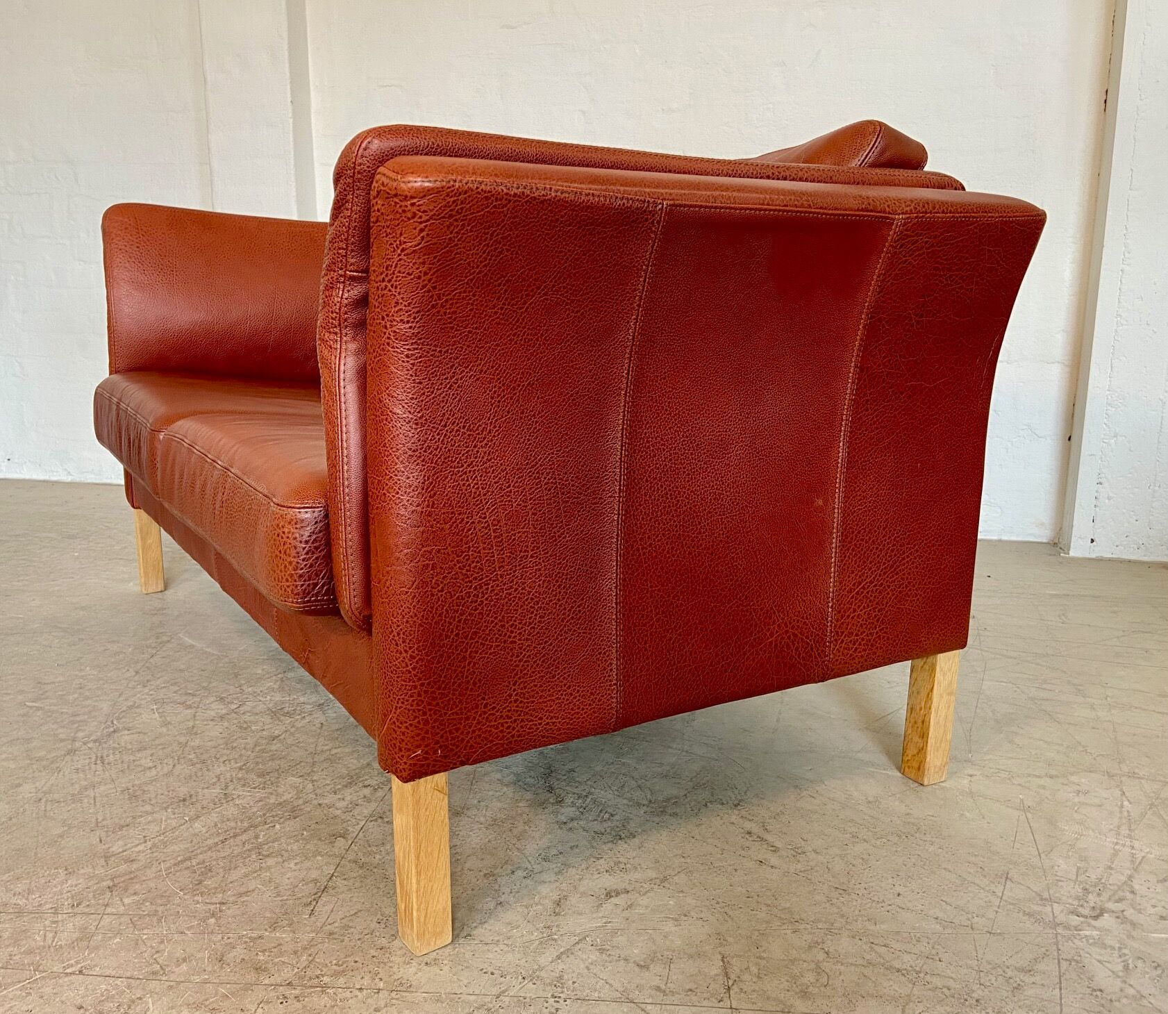 Canapé vintage danois rétro Skalma pour 2 personnes en cuir cognac