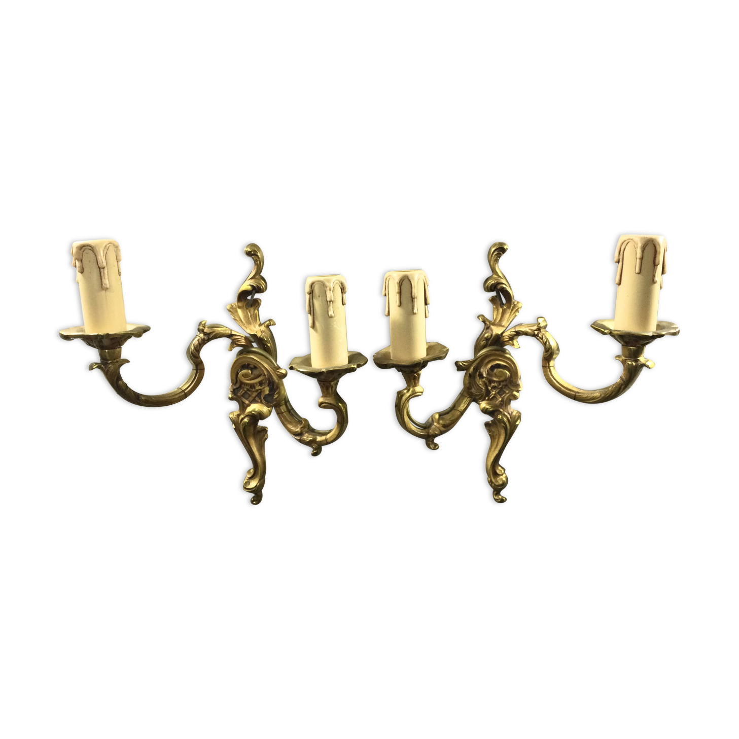 Pair Of Applique 2 Lights Bronze St Louis XV