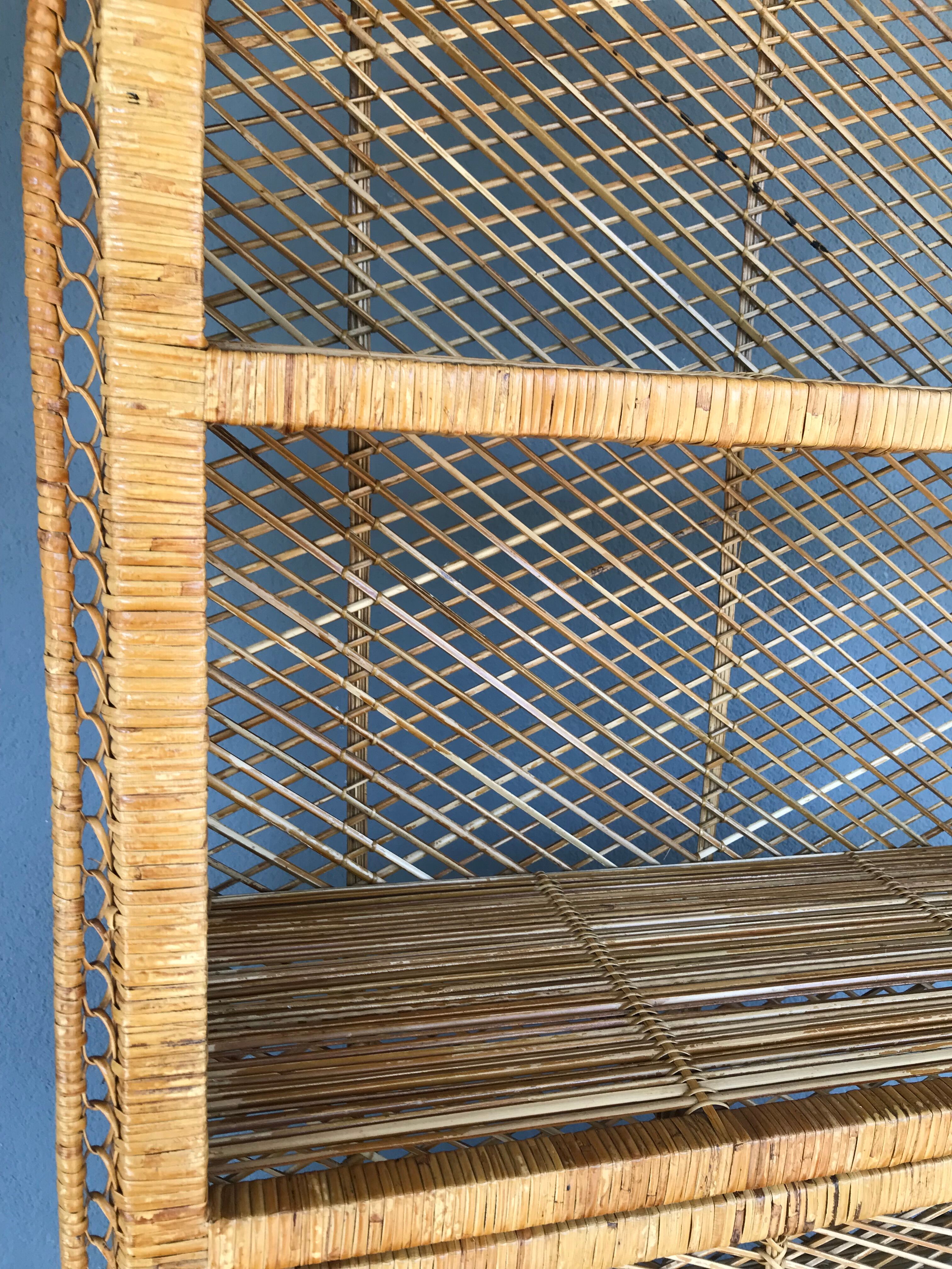 Vintage rattan bookcase