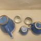 Vintage Ceranord coffee service pot coffee maker sugar bowl blue white